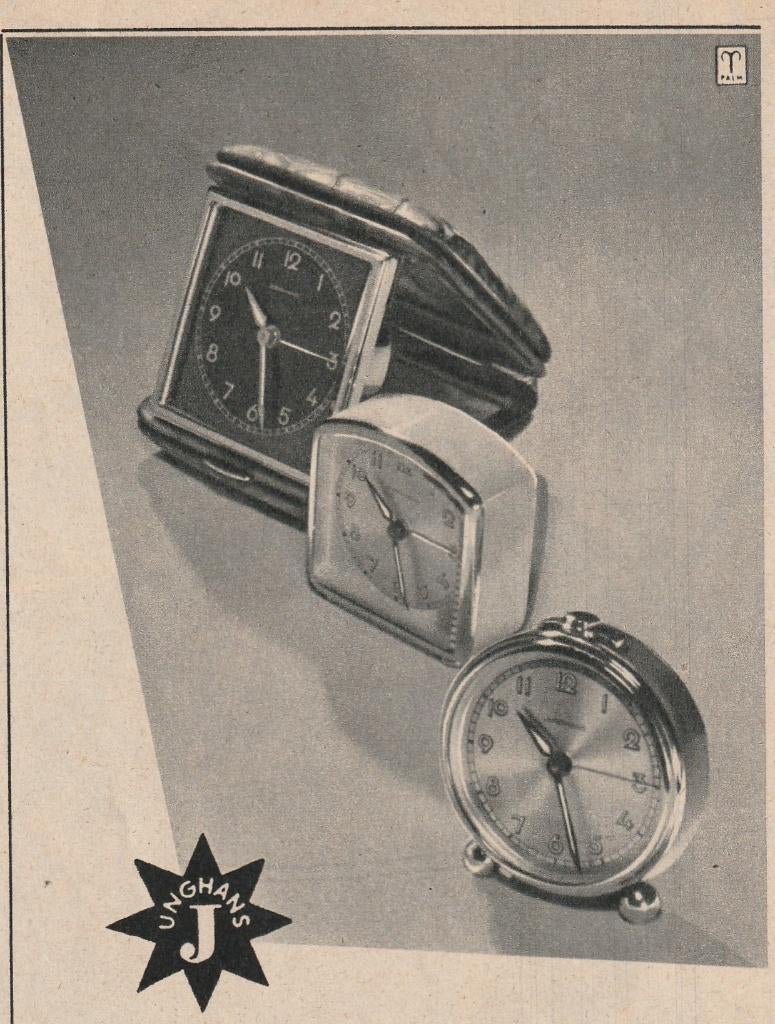 Retro reclame 1950 Junghans klokken en reisklokjes, Verzenden, Overige typen