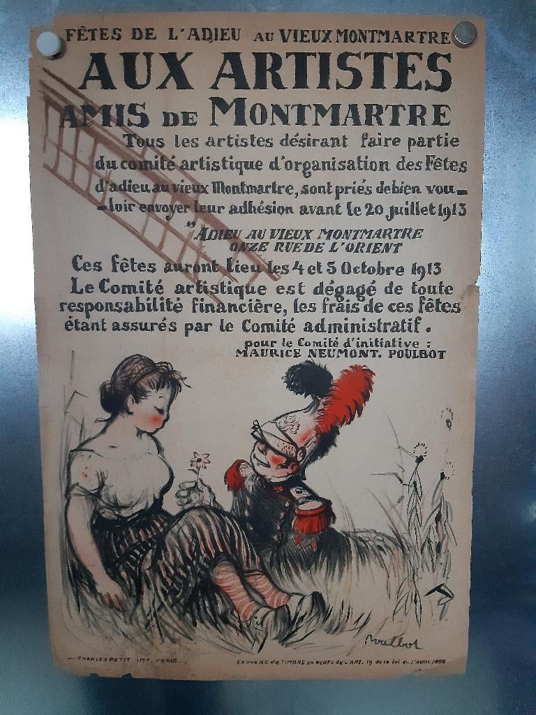 Originele poster voor Kunstenaars op Montmartre Poulbot, Verzenden, A1 t/m A3, Reclame, Rechthoekig Staand