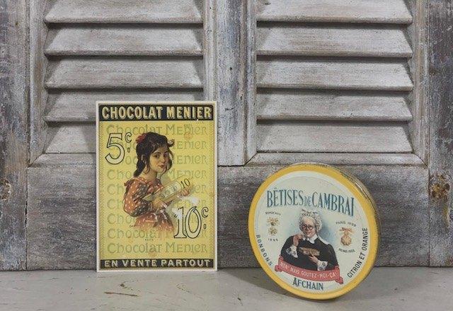 Frans vintage rond blikje van fruit bonbons, Verzamelen, Blikken, Ophalen of Verzenden, Gebruikt, Overige