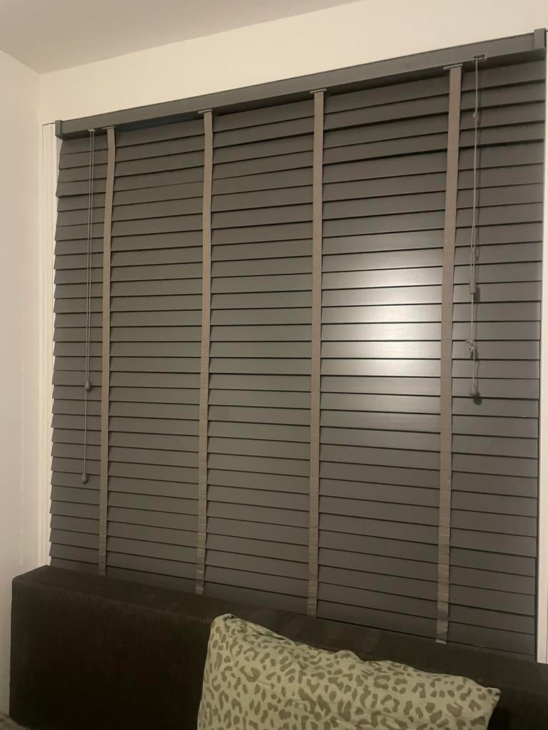 Luxaflex 140 breed 160 hoog taupe hout, Ophalen, Zo goed als nieuw, 100 tot 150 cm, 150 tot 200 cm