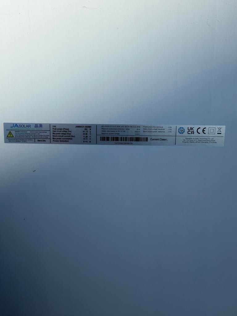 Zonnepaneel 365W - JA Solar, Ophalen of Verzenden, Gebruikt, Paneel, 200 wattpiek of meer