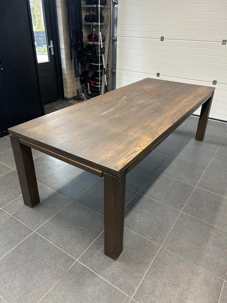 Massief eiken eettafel - 240x100 cm, Huis en Inrichting, Tafels | Eettafels, Gebruikt, Eikenhout, 200 cm of meer, Vijf personen of meer