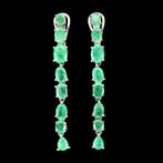 oorbellen 925 zilver 14 k wit goud verguld met Smaragd, Nieuw, Ophalen of Verzenden, Met edelsteen, Knopjes of Stekers