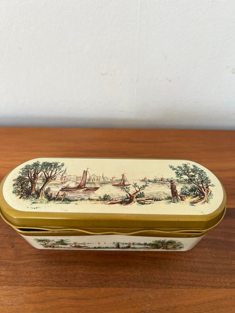 Vintage Blikken Doosje met Hollandse Scène, Verzamelen, Blikken, Ophalen of Verzenden, Gebruikt, Overige, Overige merken