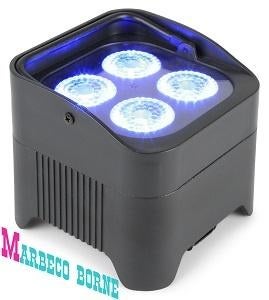 LED Uplight Par 4x 10W, Accu, RGBWA-UV, BBP94, Geluidgestuurd, Nieuw, Info@marbeco.nl, BeamZ