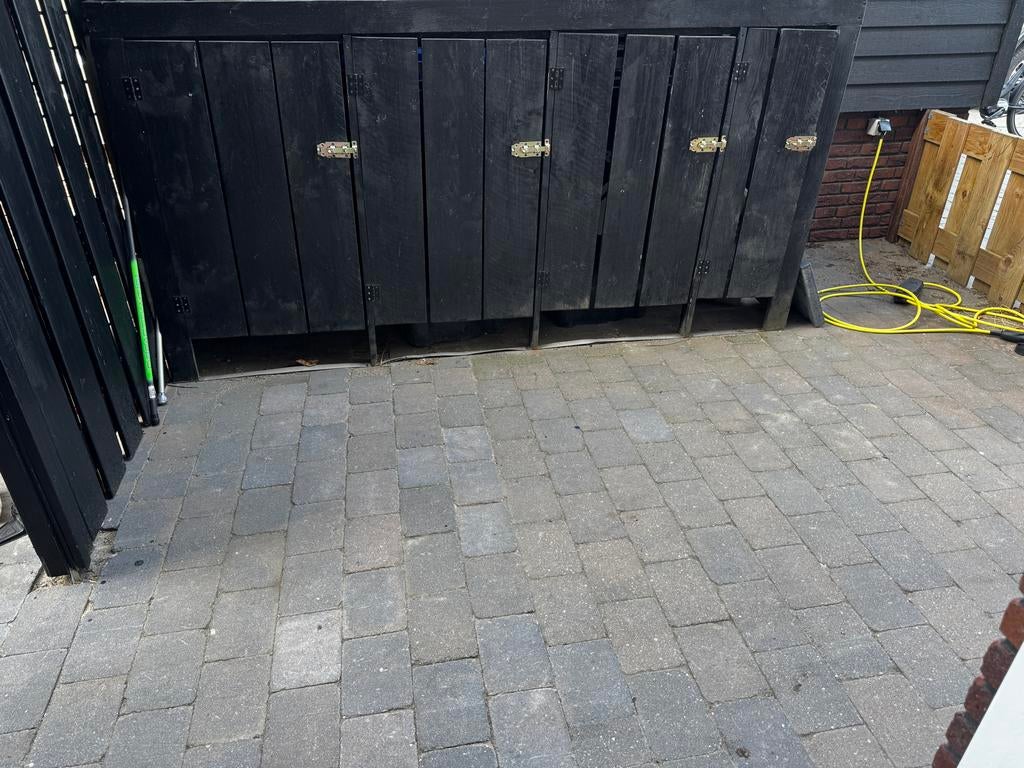 Zwarte houten container ombouw met 3,5 vakken, Ophalen, Gebruikt