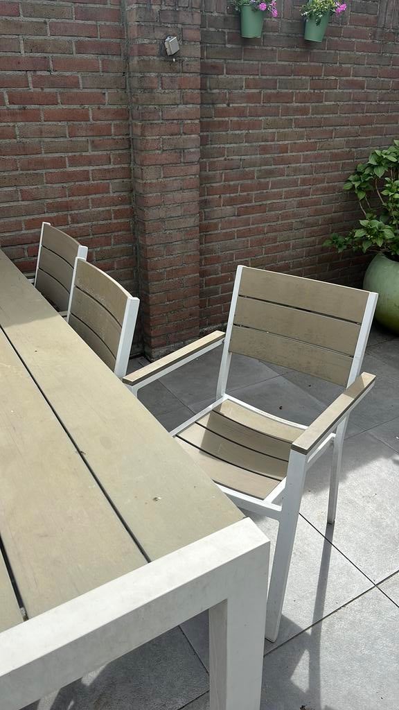 Tuinset 6 stoelen, lichte beschadigingen, Zelf schoonmaken, Tuin en Terras, Tuinsets en Loungesets, Ophalen, Gebruikt, 6 zitplaatsen