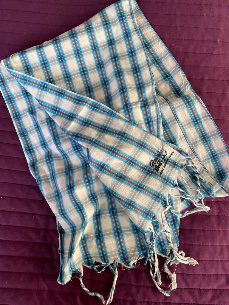 Stoere blauw-wit geblokte sjaal, Kleding | Heren, Ophalen of Verzenden, Zo goed als nieuw, Overige maten, Sjaal