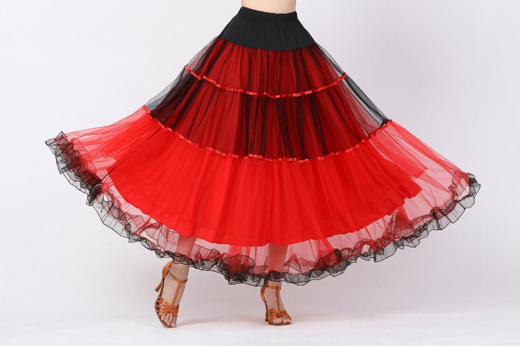 Rood zwarte flamenco rok dans kleding ballroom waltz dames, Verzenden, Nieuw, Kleding