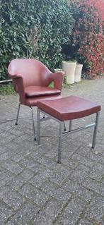 Prachtige vintage jaren 60 kuip fauteuil + hocker!, Huis en Inrichting, Fauteuils, Ophalen