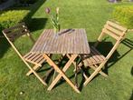 Houten bistro setje, Tuin en Terras, Ophalen of Verzenden, Gebruikt, Hout, 2 zitplaatsen