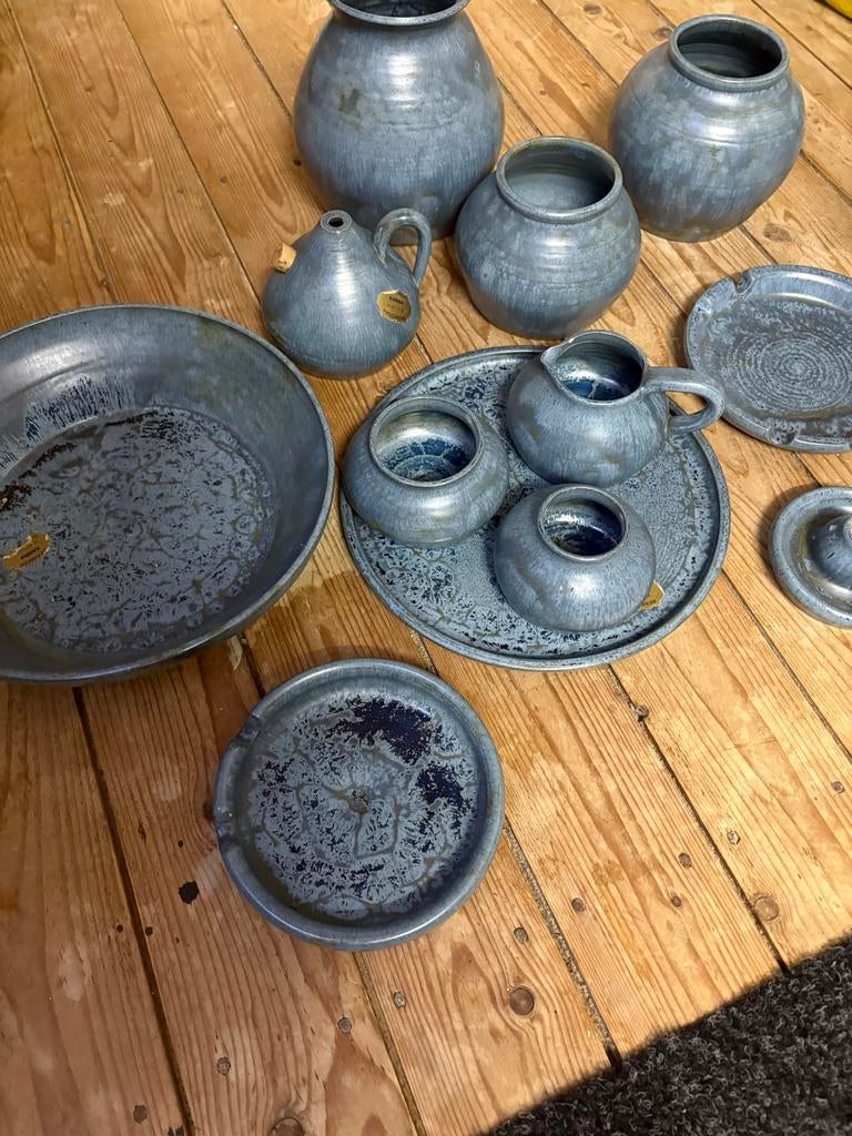 Keramiek Karina Handwerk - Blauw Aardewerk Set, Antiek en Kunst, Ophalen of Verzenden