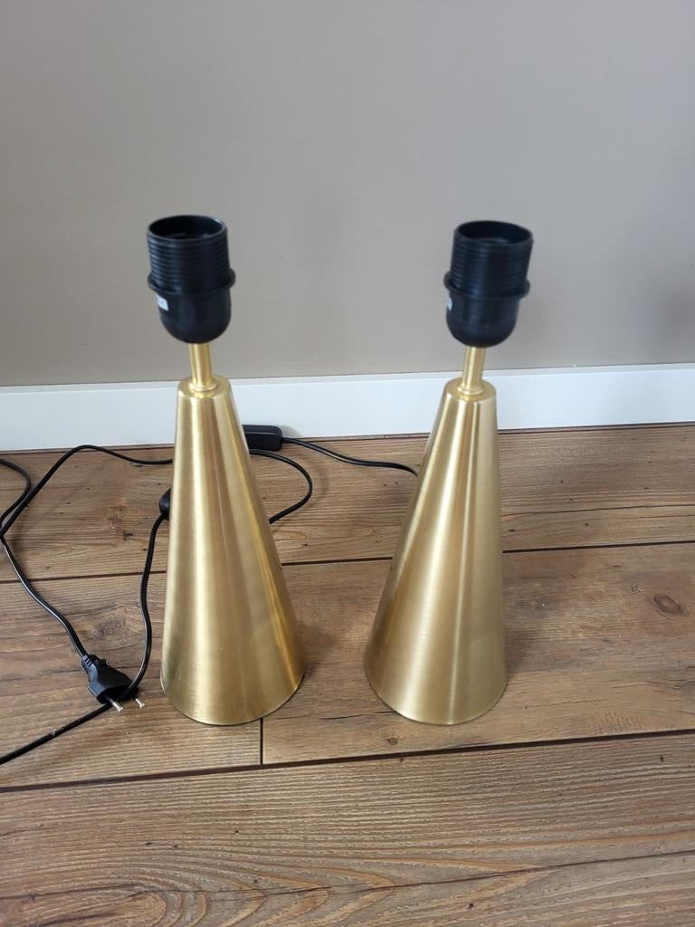 Twee gouden tafellampvoeten Odin, Huis en Inrichting, Lampen | Tafellampen, Ophalen, Metaal, Minder dan 50 cm