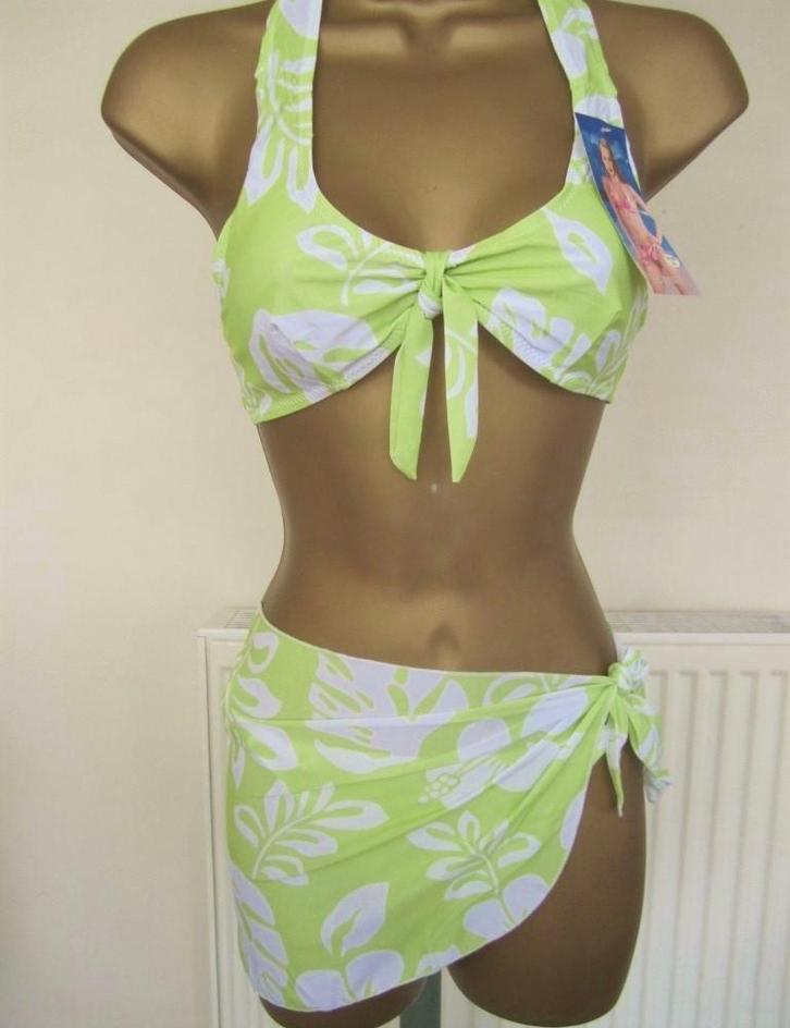 Elegante 3-Delige Bikini in Zacht Pistache met Wit, Kleding | Dames, Badmode en Zwemkleding, Nieuw, Bikini, Groen, Ophalen of Verzenden