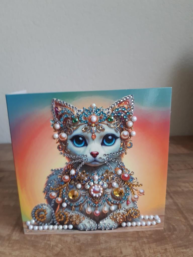 Diamond  painting poezen wens kaart, Ophalen of Verzenden, Zo goed als nieuw, Dieren