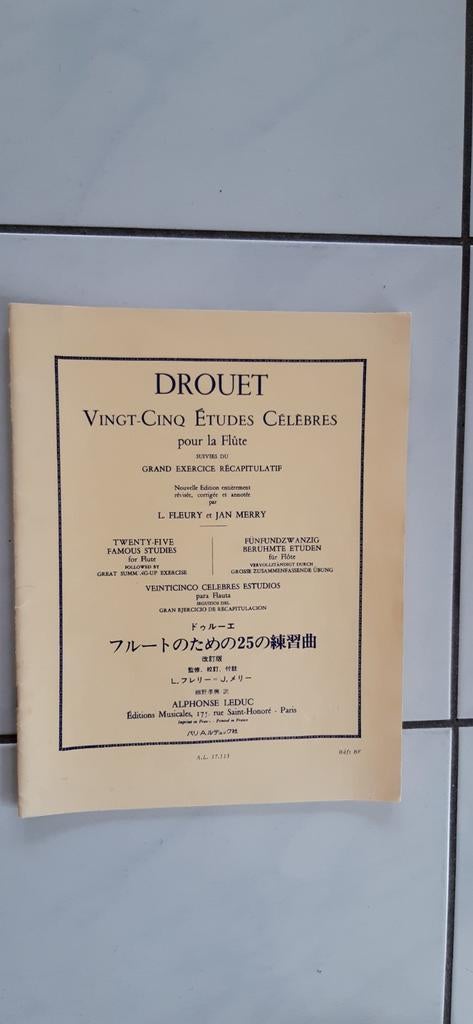 Bladmuziek fluit gevorderd 25 etudes DROUET (zgan)uitg Leduc, Ophalen of Verzenden, Zo goed als nieuw, Klassiek, Dwarsfluit of Piccolo