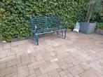 Blauw/ groen ( antiekkleur ) metalen tuinbank, Tuin en Terras, Ophalen, Gebruikt, Metaal