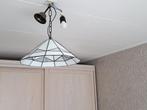 Tiffanie hanglamp, wit en grijs, Ophalen, Gebruikt, Tiffanie, Glas