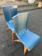 4 Originele van Os eetkamer stoelen, Huis en Inrichting, Ophalen, Kunststof, Gebruikt, Blauw