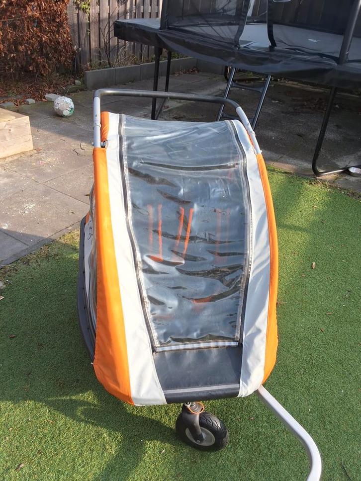 Fietskar merk kidcar oranje, Fietsen en Brommers, Fietsaccessoires | Aanhangers en Karren, Gebruikt, Kinderkar, 40 tot 60 kg, Ophalen