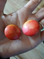 Vintage oorclips van hout, Ophalen of Verzenden, Bruin, Overige materialen