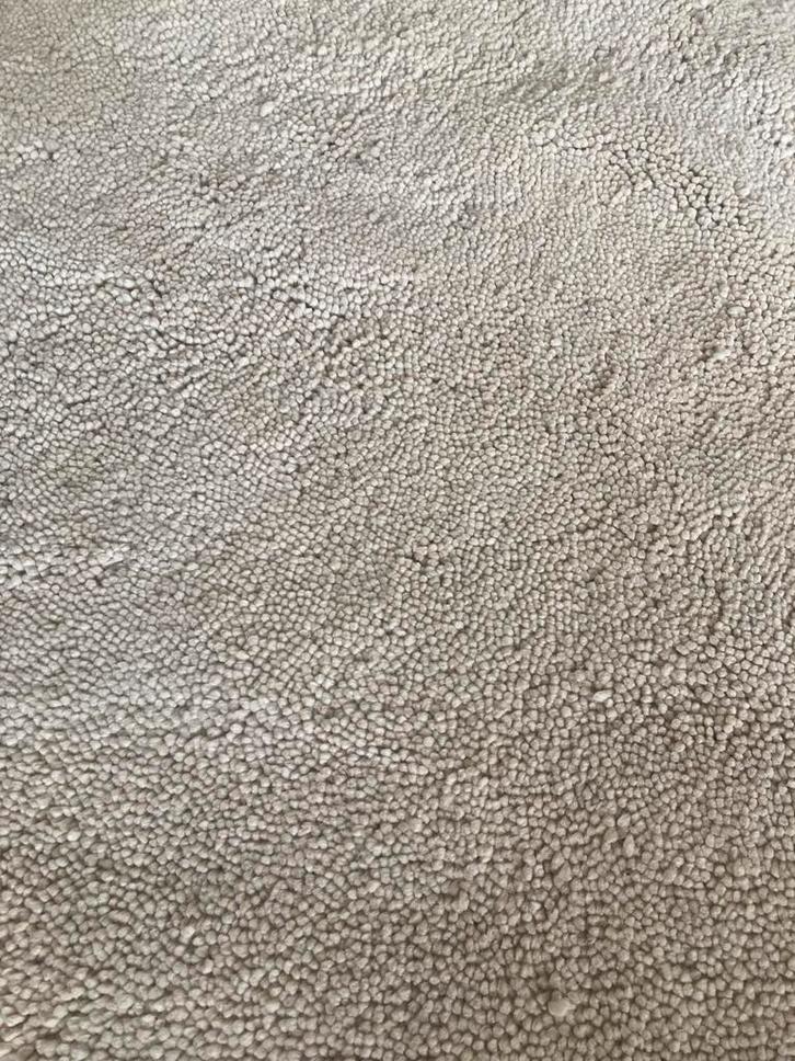 Rond groot vloerkleed beige wol, Huis en Inrichting, Stoffering | Tapijten en Kleden, Gebruikt, 200 cm of meer, Rond, Wit, Ophalen of Verzenden