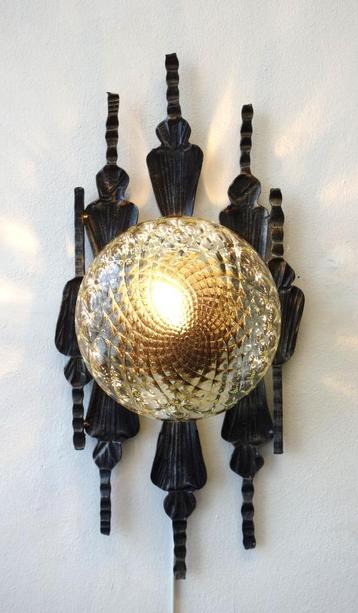 Vintage brutalist wandlamp 1 van 4 Murano 60's Zweeds design beschikbaar voor biedingen