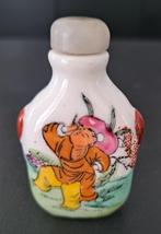 Handbeschilderd Chinees snuifflesje met dop van jade, Antiek en Kunst, Kunst | Niet-Westerse kunst, Ophalen of Verzenden