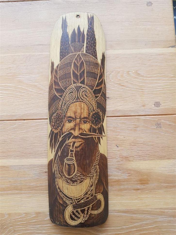 Beschilderd bamboe, gesigneerd, Antiek en Kunst, Kunst | Niet-Westerse kunst, Ophalen of Verzenden