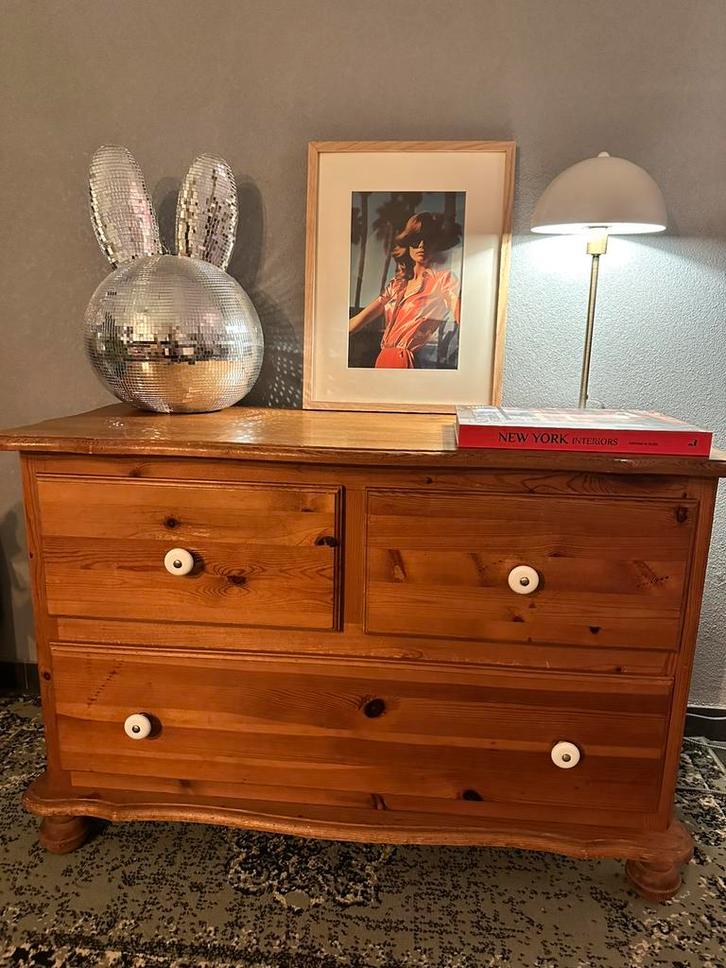 Vintage grenen jaren 70 ladekastje, Huis en Inrichting, Kasten | Ladekasten, Zo goed als nieuw, Minder dan 100 cm, 50 tot 100 cm