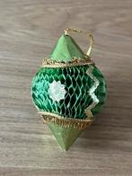 Antieke honeycomb kerstbal groen met goud, Diversen, Kerst, Ophalen of Verzenden