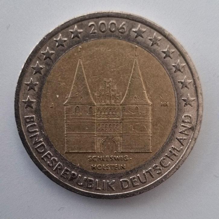 Duitse 2 Euro 2006 Schleswig-Holstein, letter J, Postzegels en Munten, Munten | Europa | Euromunten, Losse munt, 2 euro, Duitsland