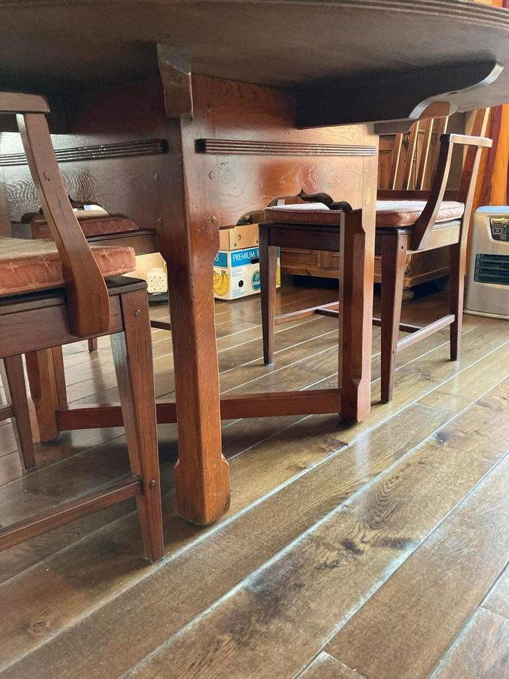 Kersenhouten eethoek met 4 stoelen, Huis en Inrichting, Tafels | Eettafels, Gebruikt, 100 tot 150 cm, Vier personen, Rond, Kersenhout