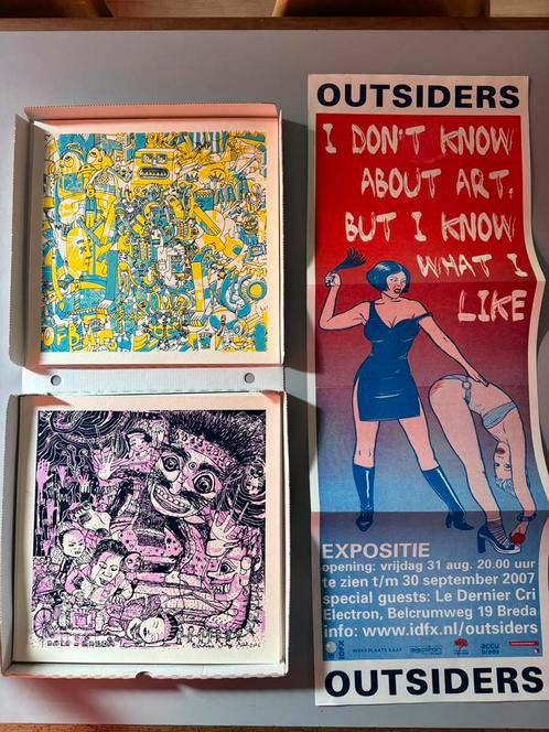 Uniek pizza doos met 18 litho’s en zeefdrukken, Antiek en Kunst, Kunst | Litho's en Zeefdrukken, Ophalen