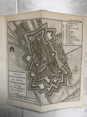 Isaac Tirion, 1749, Nieuwe Grondtekening der Stad Oudewater. beschikbaar voor biedingen