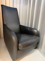 Zwart lederen stoel, italiaans design Molinari, Huis en Inrichting, Ophalen, Gebruikt, 50 tot 75 cm, Italiaans design