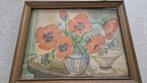 antiek schilderij gesigneerd achter glas in zware lijst, Antiek en Kunst, Kunst | Schilderijen | Klassiek, Ophalen of Verzenden