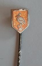 Speldje, de Haagse ooievaar, Oranje emaille, oude speld, Verzamelen, Speldjes, Pins en Buttons, Verzenden, Gebruikt, Overige onderwerpen