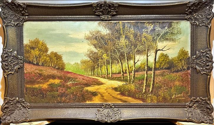 Olieverfschilderij Landschap met Bomen, Antiek en Kunst, Kunst | Schilderijen | Klassiek, Ophalen