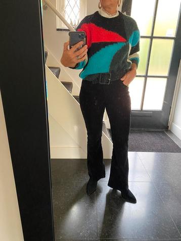 Fabienne Chapot, soepele/elatsche zwarte baby rib broek, M beschikbaar voor biedingen