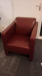 Rode leren fauteuil, Eenpersoons, Leer, Ophalen of Verzenden, Zo goed als nieuw