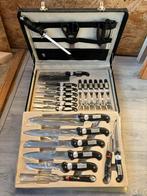 24-deling messenset Solingen, inclusief zwarte lerenkoffer, Huis en Inrichting, Ophalen of Verzenden, Nieuw, Rvs of Chroom, Bestekset