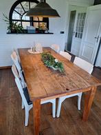 Eettafel met 6 unieke stoelen, Ophalen, Gebruikt, Landelijk, 6 tot 8 stoelen