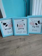 Wanddecoratie inepien  3 Luik boe zegt de koe, Ophalen of Verzenden, Zo goed als nieuw, Wanddecoratie
