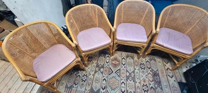 Bamboo thonet stoelen, Huis en Inrichting, Stoelen, Zo goed als nieuw, Vier, Ophalen