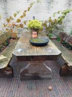 Picknick set van 1 tafel en 2 banken, Ophalen, Zo goed als nieuw, Rechthoekig, Hout