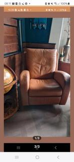 Gratis relaxfauteuil cognac, Huis en Inrichting, Fauteuils, Ophalen, Gebruikt, 75 tot 100 cm, 50 tot 75 cm