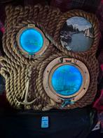 Bord met 2 koperen patrijspoorten, Ophalen of Verzenden, Motor en Techniek, Zeilboot of Motorboot