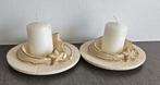 Kerst Kaars houders aardewerk Crème/Goud, Overige materialen, Gebruikt, Crème, Ophalen of Verzenden