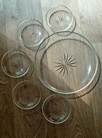 Oud Kristallen gebaksschaal met schoteltjes, Ophalen of Verzenden